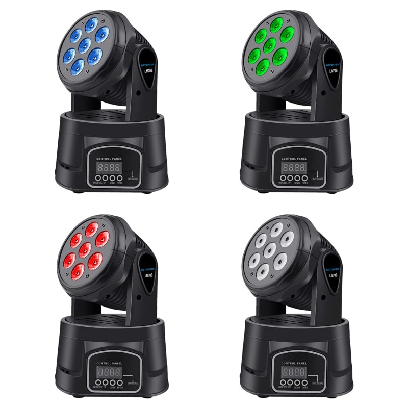 Moving Head Dj Lights,7 X 8W Rgbw Stage Lighting Mini Moving Head