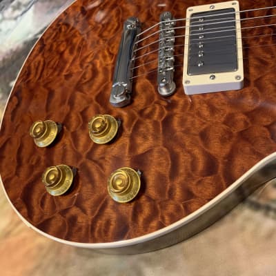 ROOT BEER 🍺! 2020 Gibson Custom Shop M2M Les Paul Standard '59 Historic Reissue Trans Brown Burst Sunburst Natural Walnut Back R9 1959 59 Figured F Quilt Q Top Full Gloss ABR-1 Killer Quilt Special Order 5A CustomBuckers Made To Measure Japan Supreme image 8