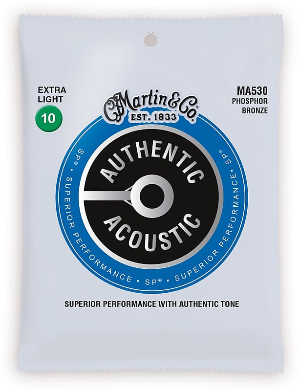Martin MA530 - Jeu de cordes guitare acoustique - Authentic SP Phosphore bronze - Extra light 10-47 image 1