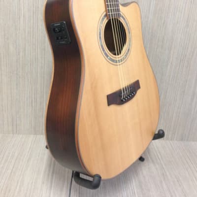 Klema K300DC-CE Satin / Natural Solid Cedar Top,Dreadnought Acoustic Guitar,Cutaway,EQ+ Gig Bag image 6