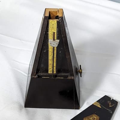 Antique Wood Metronome de Maelzel by Seth Thomas Clocks in Dark Walnut with Brass Trim image 2