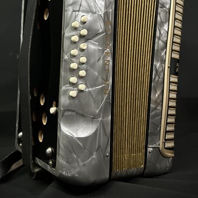 Hohner Student II N Vintage Button Accordion - Silver w/ Case image 5
