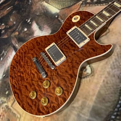ROOT BEER 🍺! 2020 Gibson Custom Shop M2M Les Paul Standard '59 Historic Reissue Trans Brown Burst Sunburst Natural Walnut Back R9 1959 59 Figured F Quilt Q Top Full Gloss ABR-1 Killer Quilt Special Order 5A CustomBuckers Made To Measure Japan Supreme image 5
