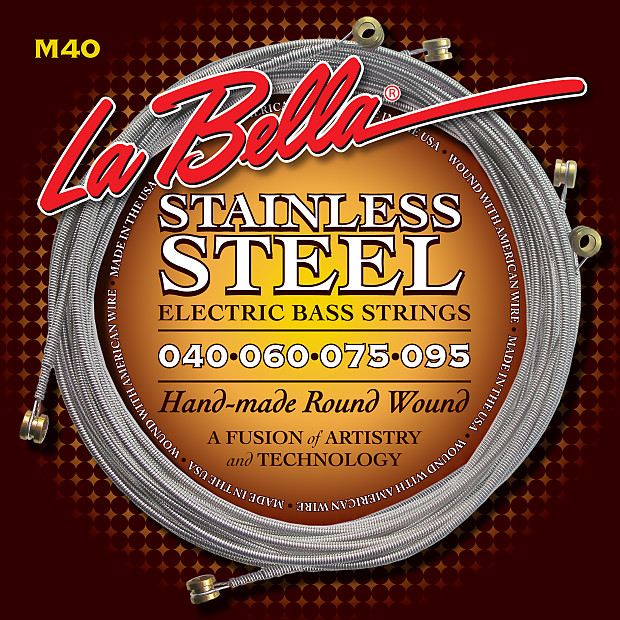 La Bella M40-S Stainless Steel Round Wound Bass Strings - Extra Light (40-95) image 1