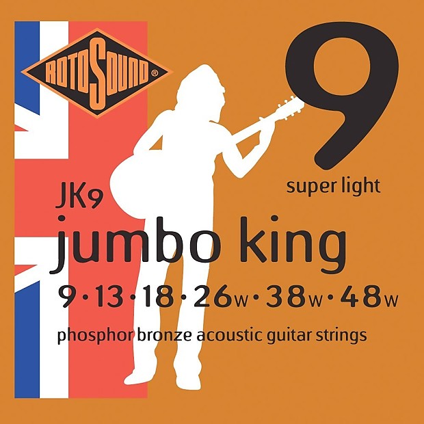 Rotosound JK9 Jumbo King Phosphor Bronze Acoustic Guitar Strings - Super Light (9-48) image 1