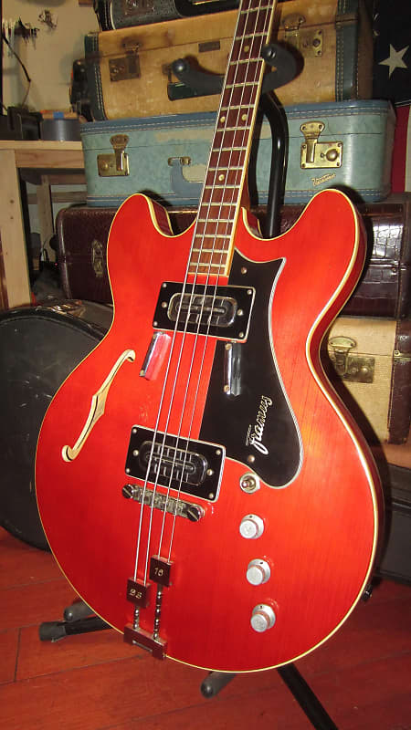 ~1964 Framus Hollowbody Star Bass Red W Original Soft Case Reverb 5413