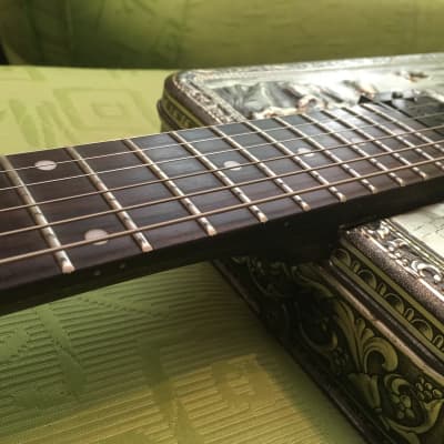 Unicaster Vintage Cookie Tin Guitar image 7