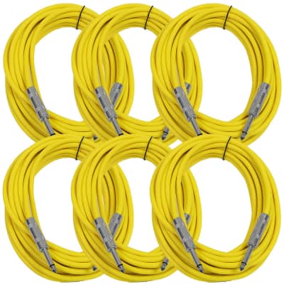 SEISMIC AUDIO New 6 PACK Yellow 1/4" TS 25' Patch Cables - Guitar - Instrument image 1