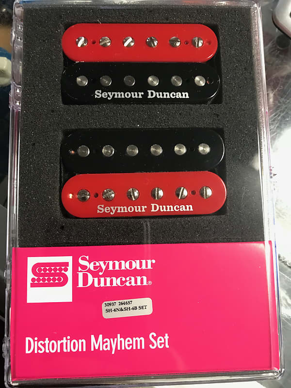 Seymour Duncan Distortion Mayhem Red & Black Humbucker Guitar Pickup Set  SH-6b & SH-6n Custom Color