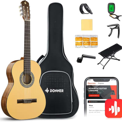 39 Inch Full Size Classical Acoustic Guitar Beginner Bundle Kit