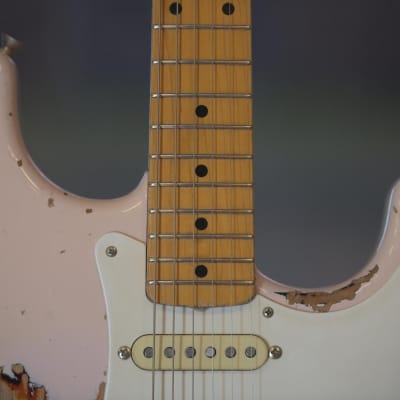 Del-Tone 50s S-Style - Shell Pink over Sunburst - Extreme Aging image 8