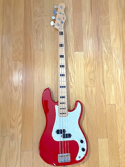 Parts Red P-Style 4-String Bass w/ Squier Body & USA Custom Guitars Neck
