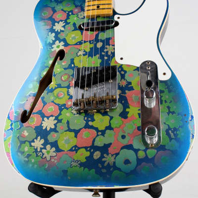 Fender Custom Shop LTD Double Esquire Thinline Custom Relic, Blue Flower image 13
