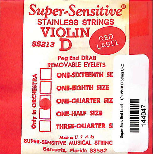 Super-Sensitive Red Label - 1/4 Violin D String Orchestra image 1