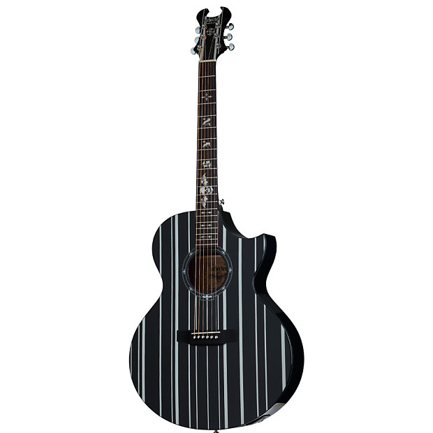 Schecter SYN AC-GA SC Synyster Gates Signature Acoustic/Electric Gloss Black w/ Silver Pinstripes image 1