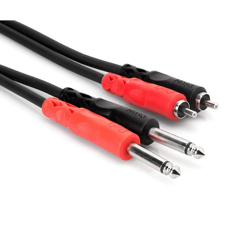 Hosa CPR-202 Dual 1/4" TS to Dual RCA Stereo Interconnect Cable, 2 Meters, 6.6 Feet, Black image 1