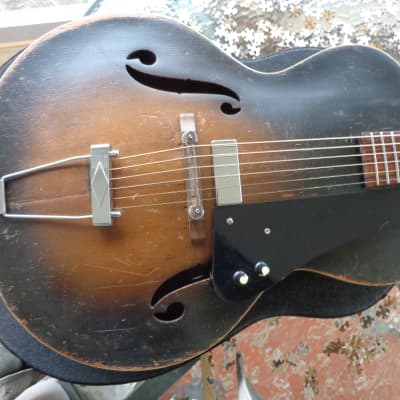 1930's Regal Archtop Guitar - Bacon & Day  Acoustic Electric - Unique Carved Spruce Top image 12