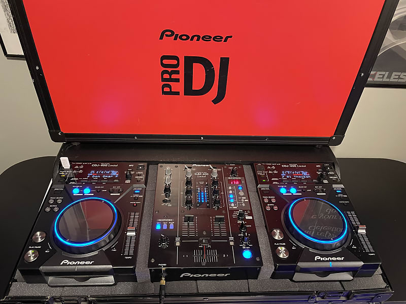 Pioneer DJ DJM-400 & CDJ-400 Pair Limited Black Blue + Custom Case DJM400  CDJ400
