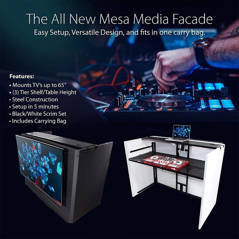 ProX XF-MESA MEDIA DJ Facade Table Workstation w/ Truss Package