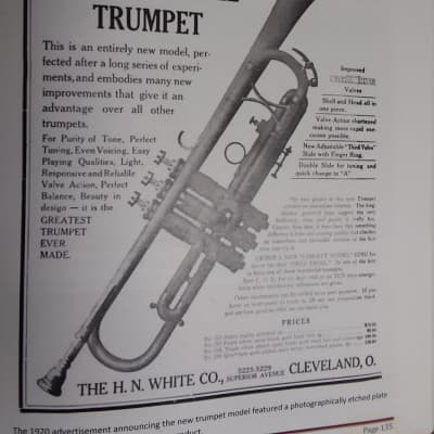 H.N.  White King Liberty  c.1914 Vintage Professional Trumpet In Nearly Mint Condition image 10