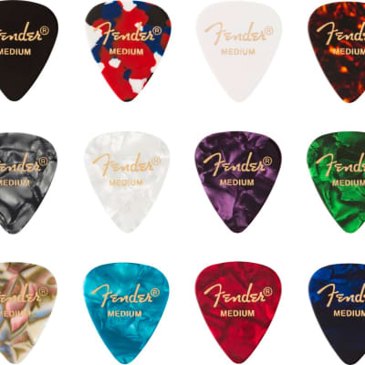 Fender Guitar Picks 351 Shape, Celluloid Color Medley Mix, MEDIUM (12 PACK) image 1