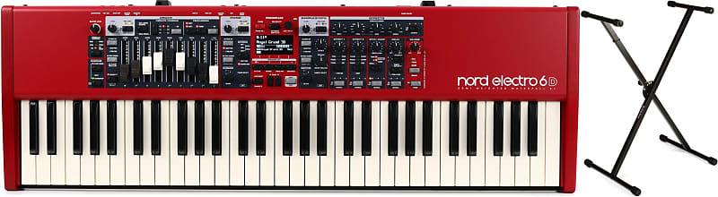 Nord Electro 6D 61 61-key Keyboard  Bundle with On-Stage KS7190 Classic Single-X Stand image 1