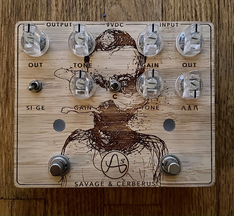 Anasounds Savage & Cerberus custom one of a kind pedal 2018 - Wood