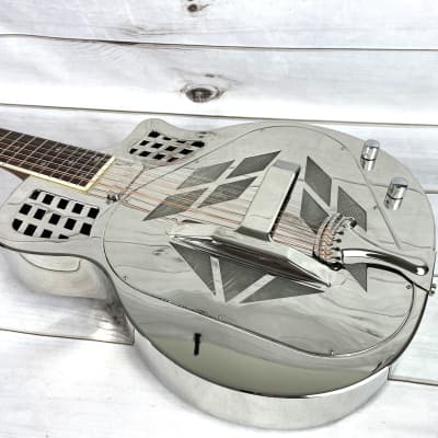 Royall Trifecta TC-14 Bright Mirror Nickel Finish Cutaway 12 String Tricone Resonator Guitar With Pickup image 4