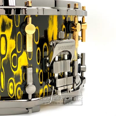 Sonor SQ2 Heavy Beech Snare Drum 14x8 Yellow Tribal w/Black & Gold Hardware image 4