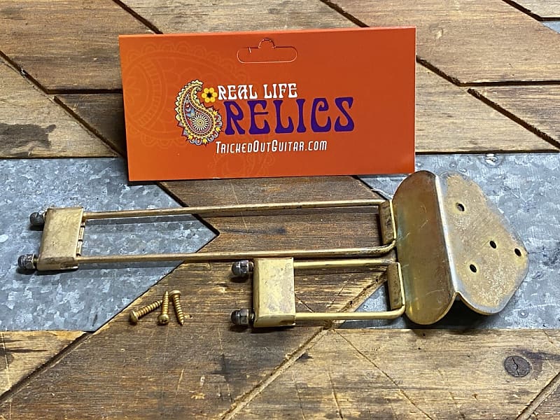 Real Life Relics Replacement Frequensator Split Tailpiece For Epiphone Guitars Aged Gold    [AA8] image 1
