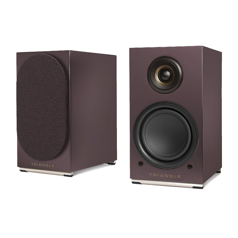 Triangle Audio AIO TWIN Wireless Bluetooth Wi-Fi Speaker (Pair, Eggplant)  with Triangle S01 Bookshelf Speaker Stands (2 Items)