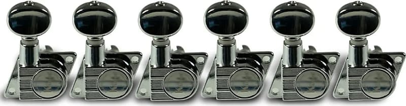 Kluson®; 6 In Line Revolution Series F-Mount Tuning Machines With Staggered Posts Chrome image 1