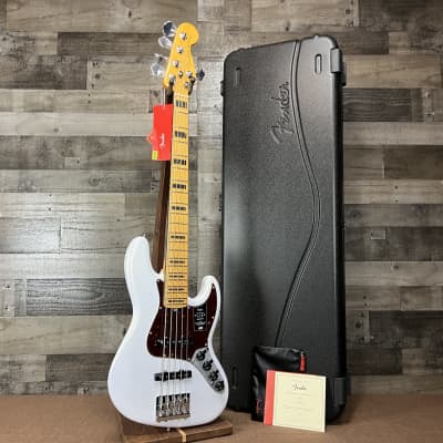 Fender American Ultra Jazz Bass V - Arctic Pearl with Maple Fingerboard for sale