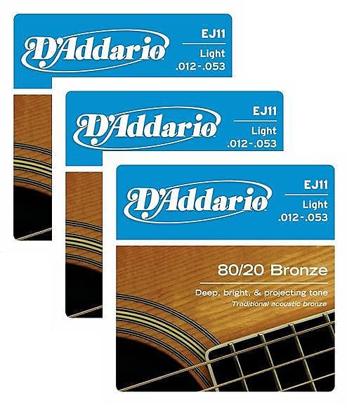 LOT OF 3 D Addario 80 20 Bronze Acoustic Guitar Strings Light