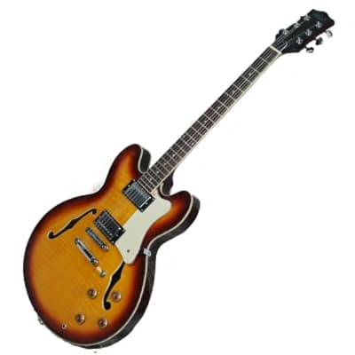 Alden AD 133 Semi Acoustic Sunburst Hollow Body Electric Guitar ES-335 Style New image 1