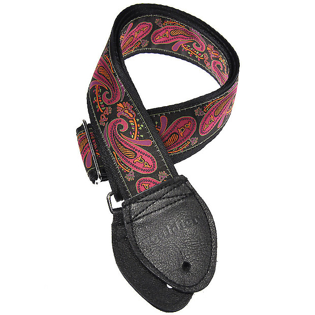 Souldier Paisley Magenta with Black Leather Ends Guitar Strap image 1