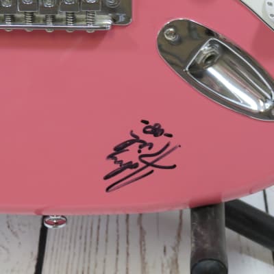 2008 Indiana Double Cutaway Electric Guitar ICE-1  Pink Autographed by John Rich image 4
