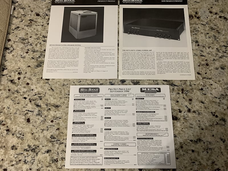 Mesa Boogie 50/50 & Revolver Flyer Brochure & Price List 1996 Reverb