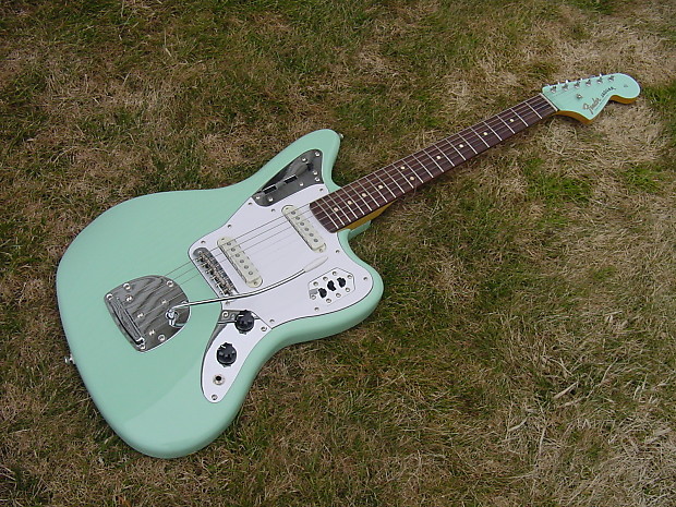 Fender Squier Vintage Modified Jaguar 2014 Surf Green MATCHING HEADSTOCK