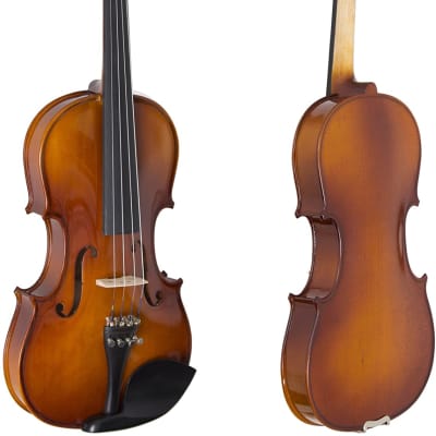 Cecilio CVN-320L Solidwood Ebony Fitted LEFT-HANDED Violin with D'Addario Prelude Strings, Size 4/4 (Full Size) image 2