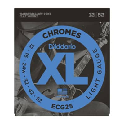 D'Addario Chromes Flat Wound Warm/Mellow Tone 12/52 Light Gauge for sale