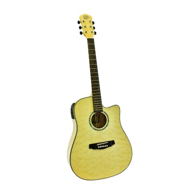 J&D Acoustic Electric Guitar, Quilted Maple Top, Back & Sides, Gloss Finish, by CNZ Audio image 9
