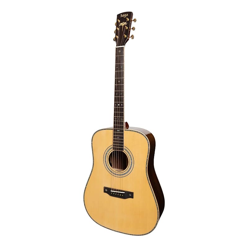Saga SL65 All-Solid Spruce Top Rosewood Back & Sides Acoustic-Electric Dreadnought Guitar | Natural Gloss image 1