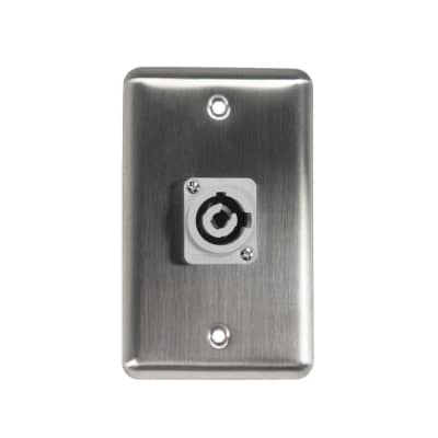 OSP D-1-1PCB Stainless Steel Duplex Wall Plate with 1 Powercon B Grey Connector image 1