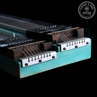 c.1970s Vintage Double-Neck, Non-Pedal Double Eight 8 Lap Steel Hawaiian Slide Electric Guitar, Turquoise |  Unbranded; v. similar to Emmons, Sho-Bud / Possibly One-of-a-Kind or Prototype image 7