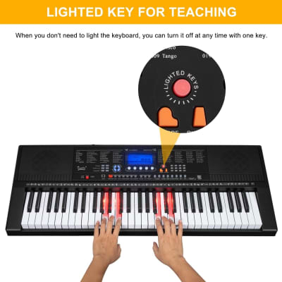 Glarry GEP-105 61-Key Portable Electronic Piano Keyboard w/LCD Screen, Microphone image 4