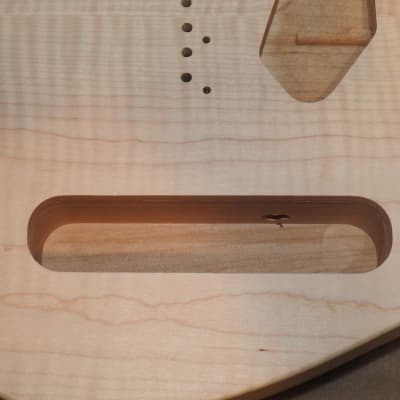Unfinished Telecaster Body Book Matched Figured Flame Maple Top 2 Piece Alder Back Chambered, P90 Neck Route 3lbs 15.9oz! image 3