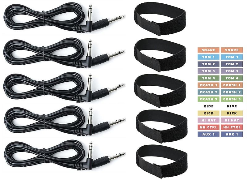 5 Cable Connection Kit for Alesis SamplePad Pro Auxiliary  Cymbals/Pads/Triggers