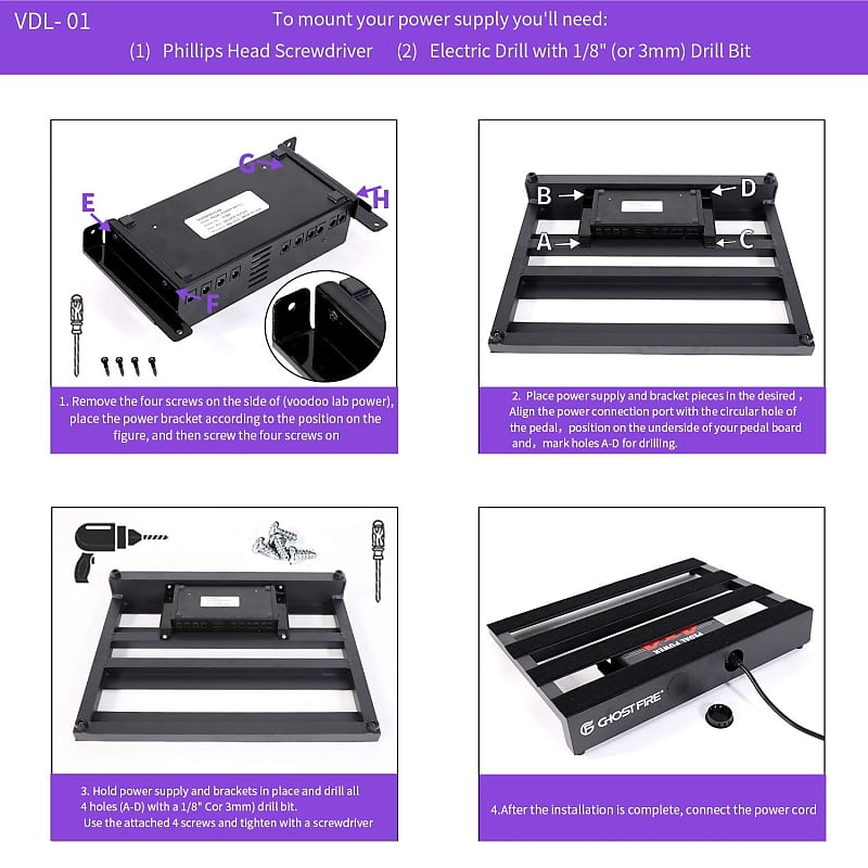  Pedal Board,With Completely Isolated Power Supply ,19*5 Inch  1.8 LB Aluminium Alloy Guitar Pedalboard, Included Carrying Bag , Pedal  Cable,Adapter,40*1.2 Inch Self Adhesive Hook Loop Tape,Cable Ties : Musical  Instruments