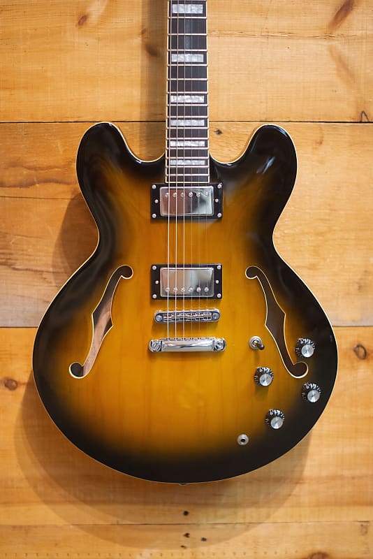 Palermo Custom Shop Shelby 2019 Heritage 2 Tone Sunburst  Semi-Hollow Thinline  W/ Gibson 335 Case image 1